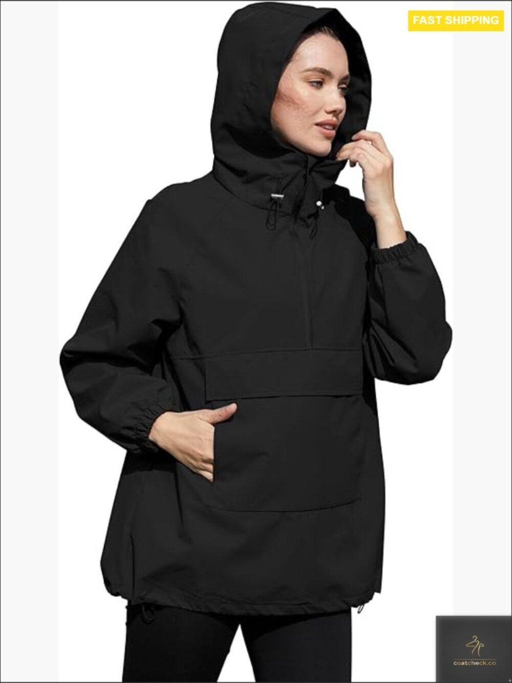 Packable Waterproof Rain Jacket Lightweight Windbreaker Hooded Outdoor Pullover